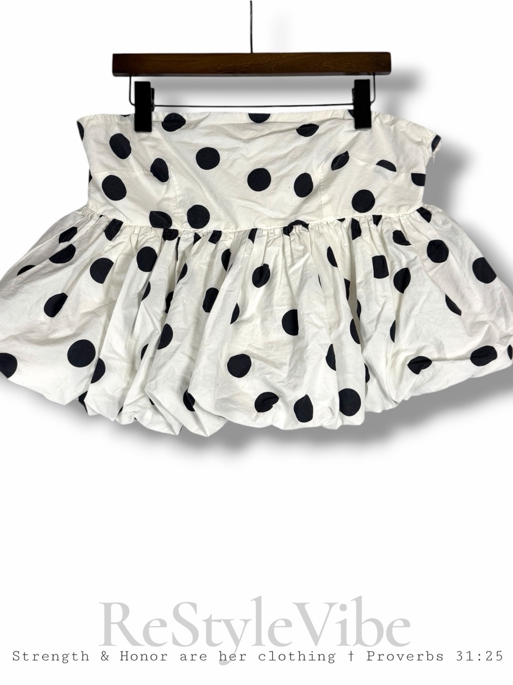 MAEVE ANTHROPOLOGIE Women Size L Top Shirt Tube Strapless Style Polka Dot Peplum